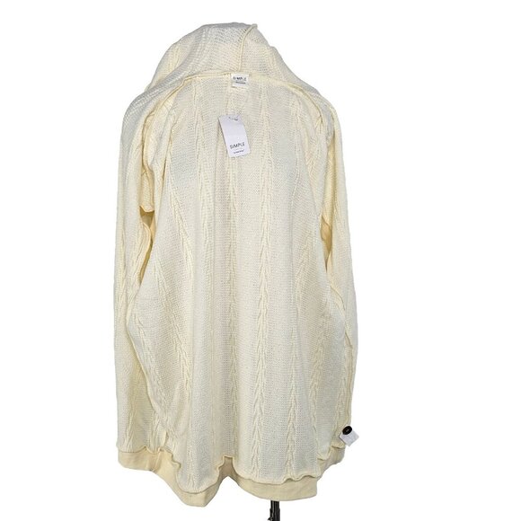 Simple By Suzanne Betro Womens Cable Knit Cardigan Medium Ivory Oversized Hoodie - Picture 7 of 16